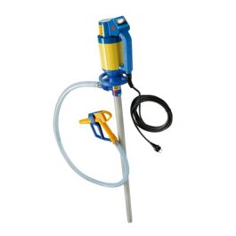 Pompe électrique vide-fût 93 l/min IP55 avec tube polypropylène et arbre hastelloy
