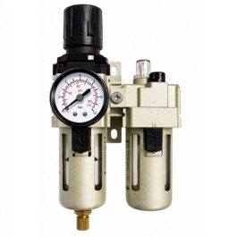 Régulateur pression air avec manomètre, filtre et huileur 3/8" Gaz